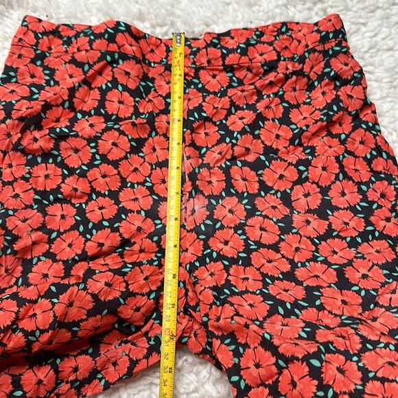 Anthropologie Coral Floral Capris Flowy Ruffle Wide Leg Zipper Side ZZ28 - Picture 9 of 12